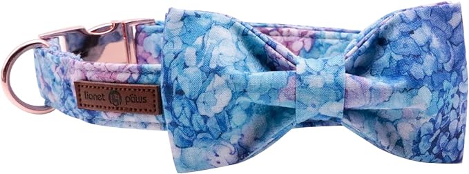 Lionet Paws Dog Collar with Bowtie, Flower Bowtie Collar for Girl,Adjustable Comfortable Dog Collar Gift for Puppy Small Medium Large Dog