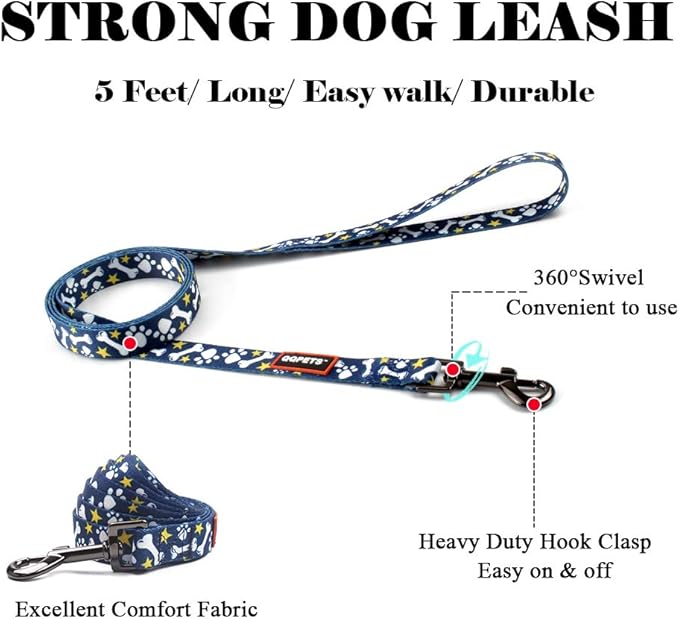 QQPETS Dog Harness Leash Set Adjustable Heavy Duty No Pull Halter Harnesses for Small Medium Large Breed Dogs Back Clip Anti-Twist Perfect for Walking (L(23"-32" Chest Girth), Bone)