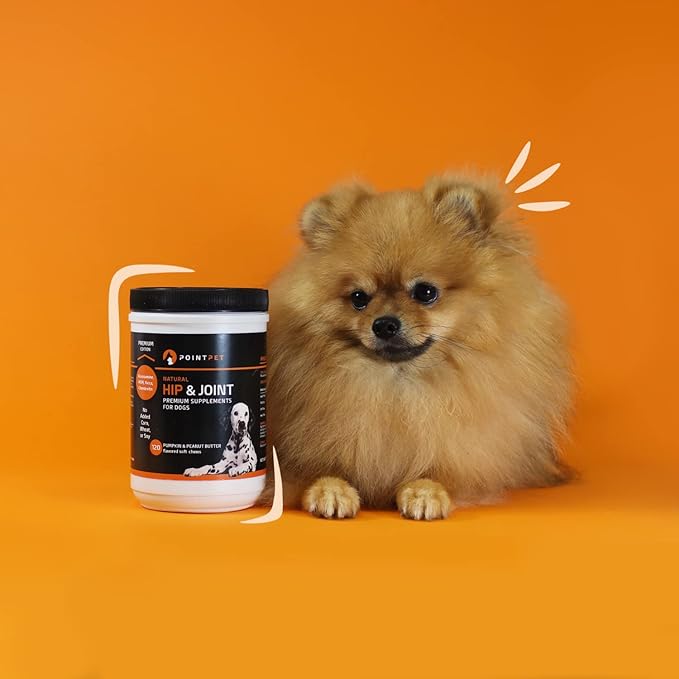 PointPet Glucosamine for Dogs, 120 Count - Peanut Butter & Pumpkin Flavor Hip and Joint Supplement - Mobility Soft Chews with Chondroitin & MSM with Omega 3