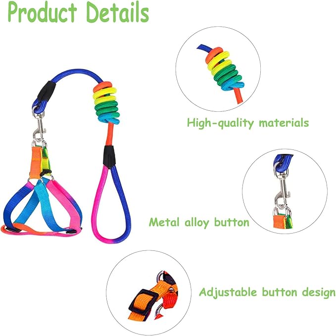 2 Pieces Adjustable Pig Harness with Leash Set Pet Pig Supplies Harness with Leash Set for for Hog Piggy Rabbit Small Animals Walking Jogging (S, Multicolor)