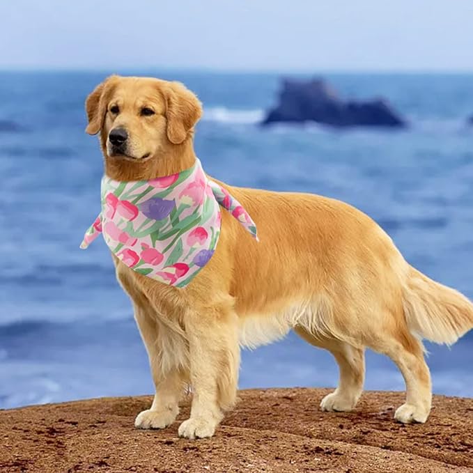 50PCS Large Dog Bandanas Large Breed XL Bulk for Extra Large Dog Big Bandanas Pack Kerchief Washable Triangle Bibs Head Scarves Scarfs Random Patterns for Boys and Girls Grooming Accessories