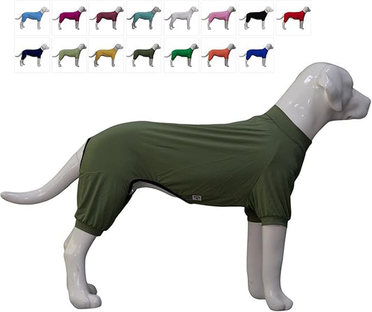 LoveLongLong Dog Jumpsuit with UV Protection and Quick-Dry Fabric for Spring Summer Pet Pajamas Army Green S