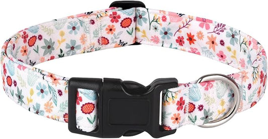 Dog Collar, Adjustable Dog Collar for Small Medium Large Dogs, Cute Puppy Collar for Boy and Girl Dogs, Cute Design for Boys Girls Male Female Dog Pet Collar(Floral A,L)