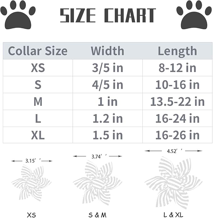 Lionet Paws Dog Collar with Flower - Cute Cotton Adjustable Flower Dog Collar with Metal Buckle for Medium Dog Girl Boy, M, Neck 13.5-22in