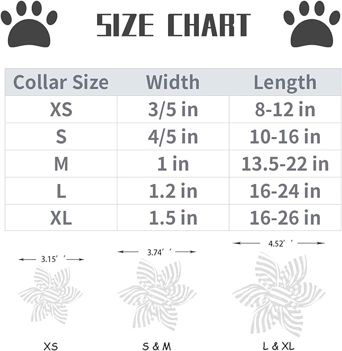 Lionet Paws Dog Collar with Flower - Cute Cotton Adjustable Flower Dog Collar with Metal Buckle for Large Dog Girl Boy, XL, Neck 16-26in