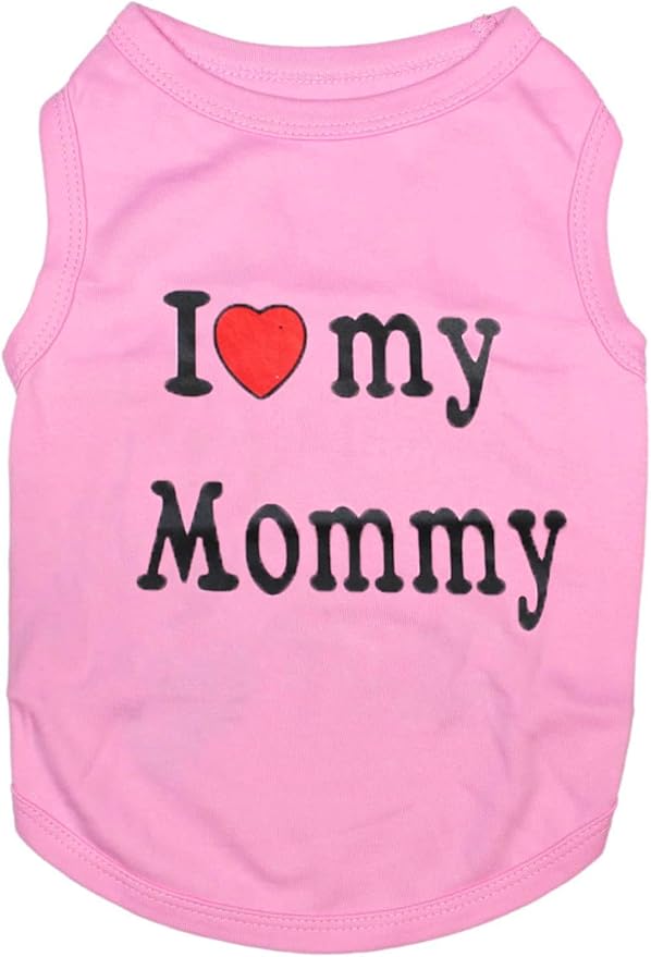 2 Pack Puppy Shirt for Small Dog Cat - Cotton, Soft & Comfortable - Cute Mommy/Daddy Pattern - Breathable & Lightweight - Pullover Style - XS (7.8" Neck, 11.8" Chest, 7.5" Length) - 2.5lb-4lb
