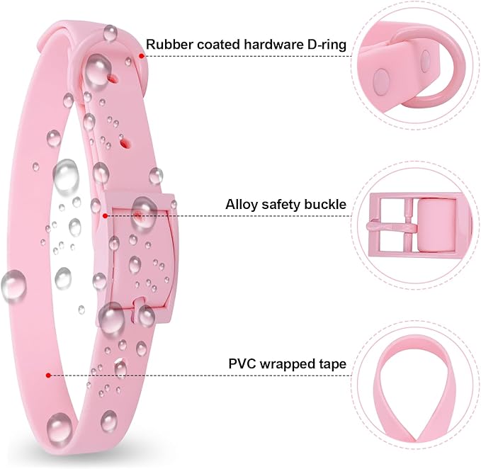 Waterproof Dog Collar with Coated Metal Buckle, Soft and Easy to Clean Soft Rubber Dog Collar, Adjustable Pet Collars for Small Medium Large Dogs