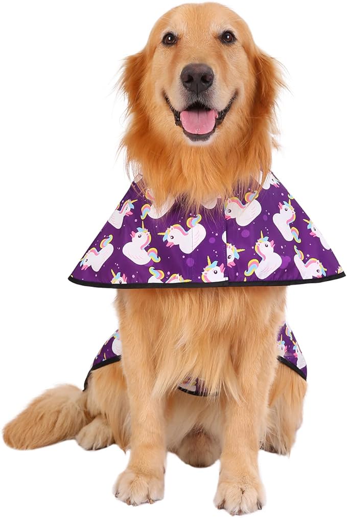 HDE Dog Raincoat Hooded Slicker Poncho for Small to X-Large Dogs and Puppies Purple Unicorn Ducks - L