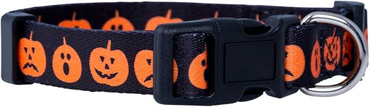 Native Pup Halloween Dog Collar- Spooky Fall Themed Horror Costume Collars- Skull, Pumpkin, Ghost, Bat, Witch, Candy Corn, Spider- Adjustable for Small, Medium, Large Breeds (Large, Big Pumpkins)