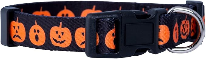 Native Pup Halloween Dog Collar- Spooky Fall Themed Horror Costume Collars- Skull, Pumpkin, Ghost, Bat, Witch, Candy Corn, Spider- Adjustable for Small, Medium, Large Breeds (Small, Big Pumpkins)