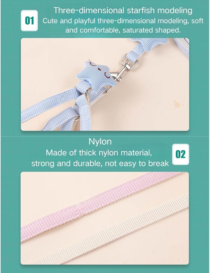 Adjustable Rabbit Harness Leash Bunny Harness for Pet Walk Running Jogging Leash Harness for Bunny Cat Puppy Kitten Ferret and Other Small Pet (Pink,Small)