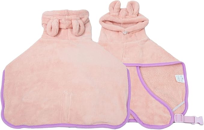 Dog Bathrobe, Microfiber Fast Drying Absorbent Hooded Bath Towel for Puppy Small Medium Large Dog Cat(Pink,XL)