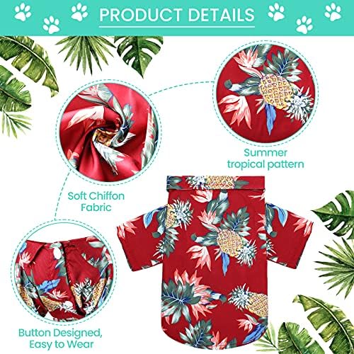 Weewooday 4 Pieces Pet Summer T-Shirts Hawaii Style Floral Pet Dog Shirt Breathable Cool Clothes Beach Seaside Puppy Sweatshirt for Small Puppy(Cute Style,Large)
