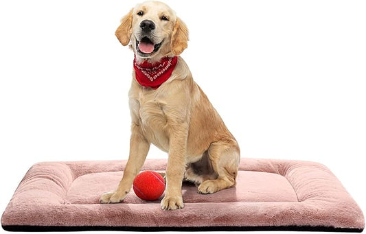 Ultra Soft Dog Bed & Kennel Pad for Medium/Large Dogs, Fit Metal Crates - Washable & Anti-Slip, Cozy Sleeping Mat - Pink, 36"