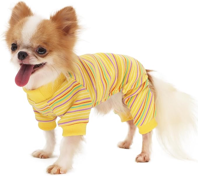 LOPHIPETS Dog Pajama Onesie for Small Chihuahua Yorkie Poodle Clothes Apparel-Yellow/M