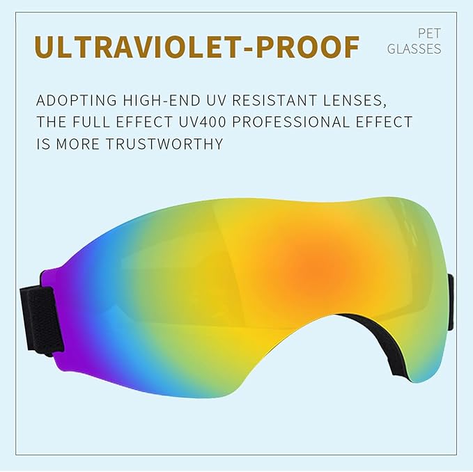 Large Dog Sunglasses, Dog Goggles with Adjustable Strap, UV Protection, Winproof, Snowproof