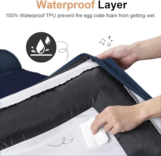 Large Dog Bed Orthopedic Washable: Beds Bolster XL Bed Large Big Dogs Memory Foam Couch Sofa Waterproof with Removable Cover - Navy Blue