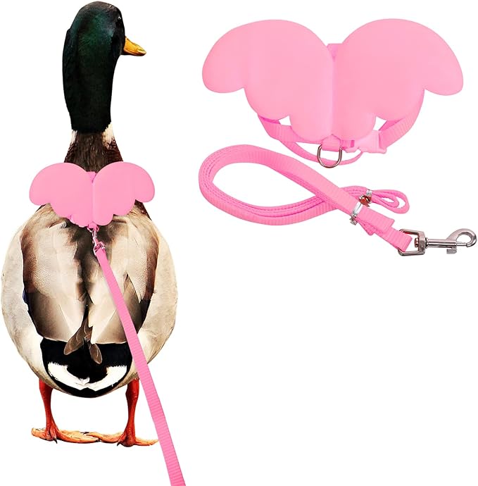 KAMA BRIDAL Duck Walking Harness and Leash Chicken Duck Outdoor Training Rope Adjustable Rope for Pet Poultry Hen Cock (M, Pink)