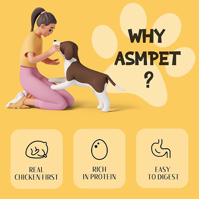 ASMPET Chicken Jerky Dog Treats, Natural Dog Treats Made with Real Breast Healthy Low Fat for Small Dogs Medium Dogs 1% Taurine High Protein No Artificial Flavors