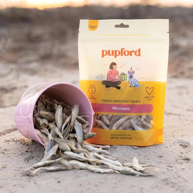 Pupford Freeze Dried Minnows for Dogs & Puppies - Healthy, Natural, Single Ingredient Dog Treats - Made in USA (2.8 oz)
