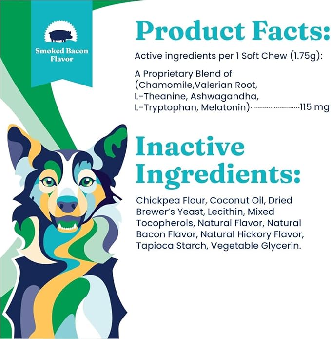 Solid Gold Calming Chews for Dogs - Soothing Snacks for Stress & Dog Stress Relief - Melatonin & Valerian Root - Dog Treats for Separation Stress Relief & Fireworks for All Breeds & Sizes - 60 Count
