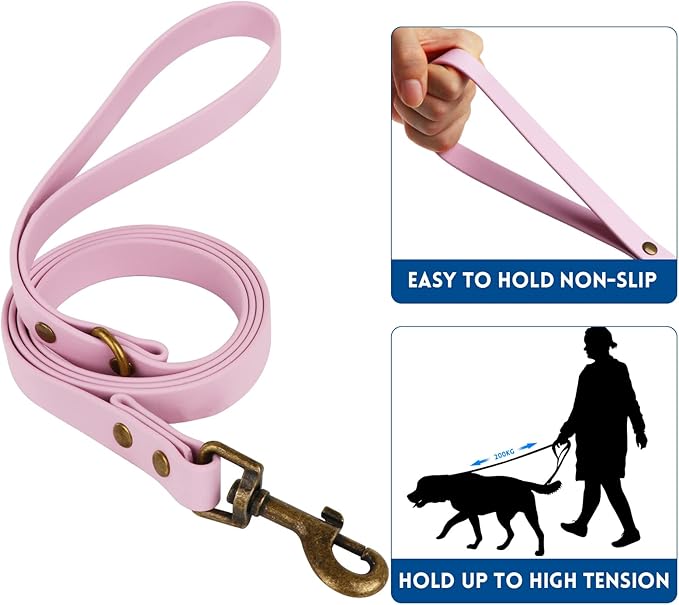 Wisedog Dog Collar and Leash Set Combo: Adjustable Durable Pet Collars with Dog Leashes for Small Medium Large Dogs,Includes One Bonus of Poop Bag Holder (L, Pale Pinkish Purple)