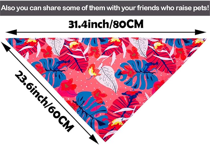 50PCS Big Dog Bandanas Hawaii Summer Bulk Palms Leaves Fruits Flamingos Bench Ocean Sailboats Surfer for Large XL Breed Dog Triangle Bibs Scarves for Boys and Girls Grooming Accessories