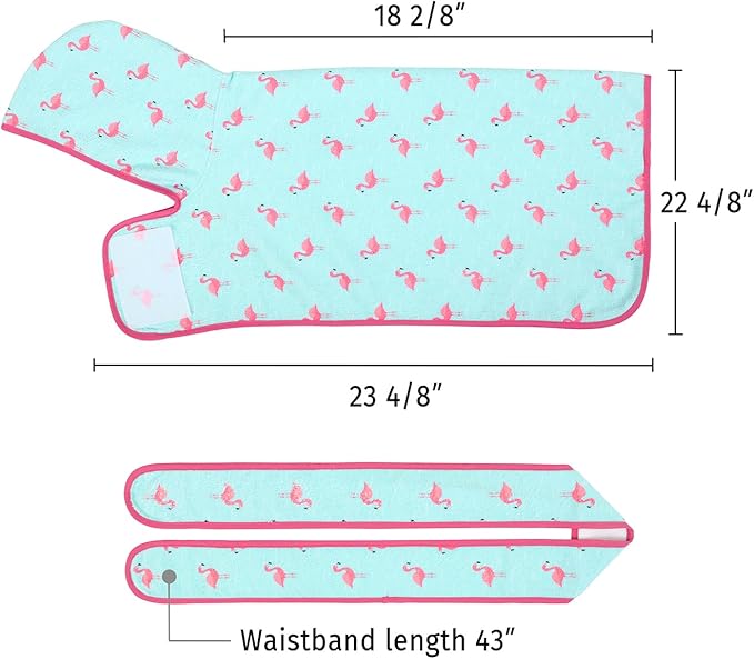 HDE Dog Bathrobe Super Absorbent Quick Drying Towel with Hood for All Dog Breeds Sizes S-XXL - Flamingos - S