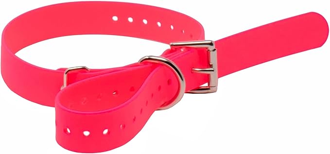 Educator Biothane Dog Collar, Waterproof, Odorproof, Metal Buckle and D Ring, Adjustable for Custom Fit, Cool and Comfortable, for Small, Medium, or Large Dogs, 1-Inch, Pink