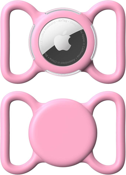 Waterproof Airtag Holder for Dog Collar, Soft Full-Body Protective Airtag Holder for Dog & Cat Collars, Ultra-Durable, Easy Installation, Lightweight Clear Airtag Case (Pink, Large)