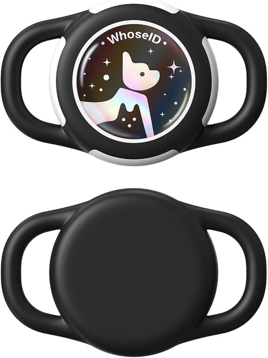 Waterproof Airtag Dog Collar Holder, Silicone & ABS Airtag Holder for Dog & Cat Collars, Ultra-Durable, Lightweight and Protective Airtag Case (Black-1, Small)