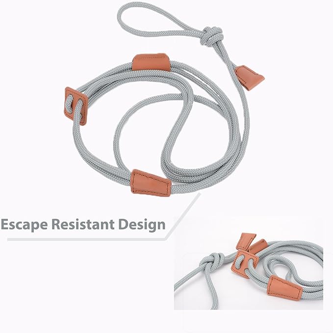 Pig Harness & Leash, Escape Prevention Adjustable Rope, All in One Design, All Life Stages Small to Medium Mini Pigs-5 Feet Long-Grey