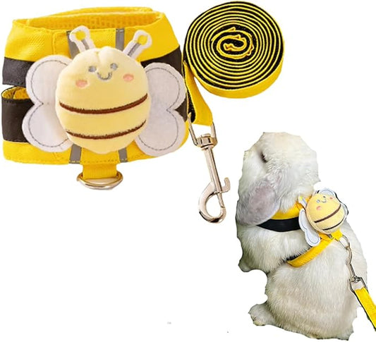 Rabbit Harness and Leash - Adjustable Bunny Harness Escape Proof for Walking Runnig Hiking Camping Outdoor,Cute Small Animal Harness Leash Set (Medium)