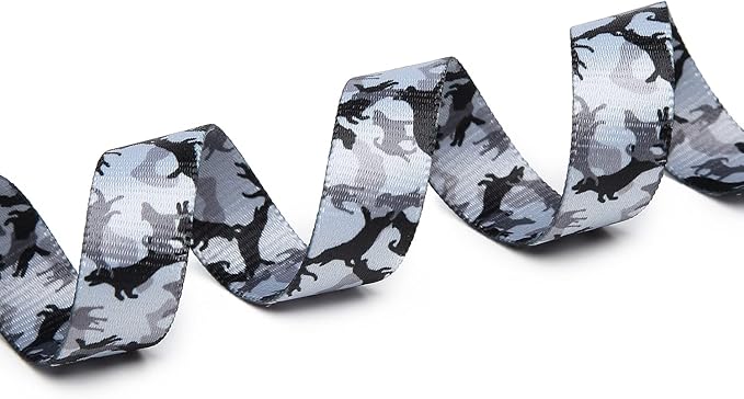 Adjustable Dog Collar with Patterns, Ultra Comfy Soft Nylon Breathable Pet Collar for Small Medium Large Dogs (S, Dog Camouflage Grey)