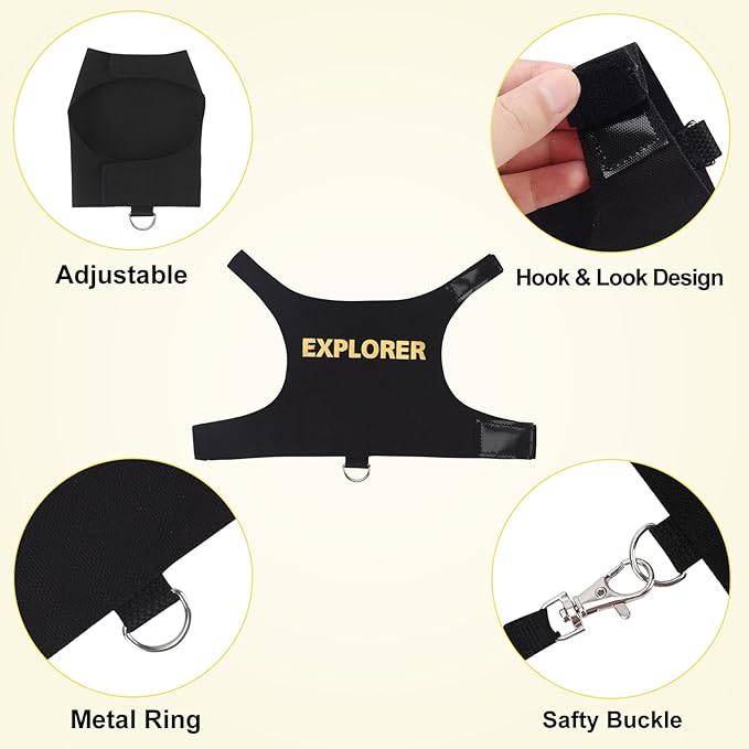 Bearded Dragon Leash and Harness Adjustable - Escape Proof Soft Leather Reptile Lizard Leash Harness with 5 ft Short Leash for Walking Outdoor