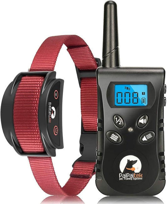 PaiPaitek No Shock Dog Training Collar with Remote, Lightest Vibration Collar for Small Dogs 5-15lbs & Medium Large Dogs, Rechargeable, Waterproof, 1600ft Range, No Prongs