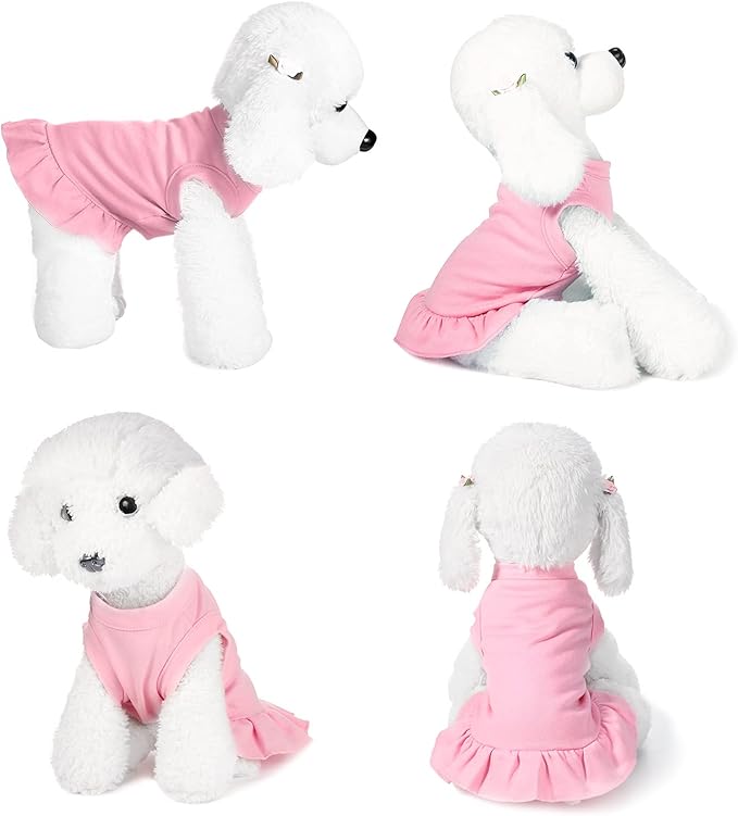 Weewooday 6 Pieces Dog Dresses Shirt Skirt Dog Sleeveless Dress Breathable Pet Shirts with Ruffles Pet Sundress Outfits for and Cats(S Size)
