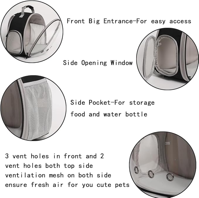 Bearded Dragon Travel Backpack with Harness and Leash Set,Lizard Backpack Travel Carrier,Space Capsule Clear Bubble Window Astronaut Reptile Carrier Backpack for Kids, Airline Approved