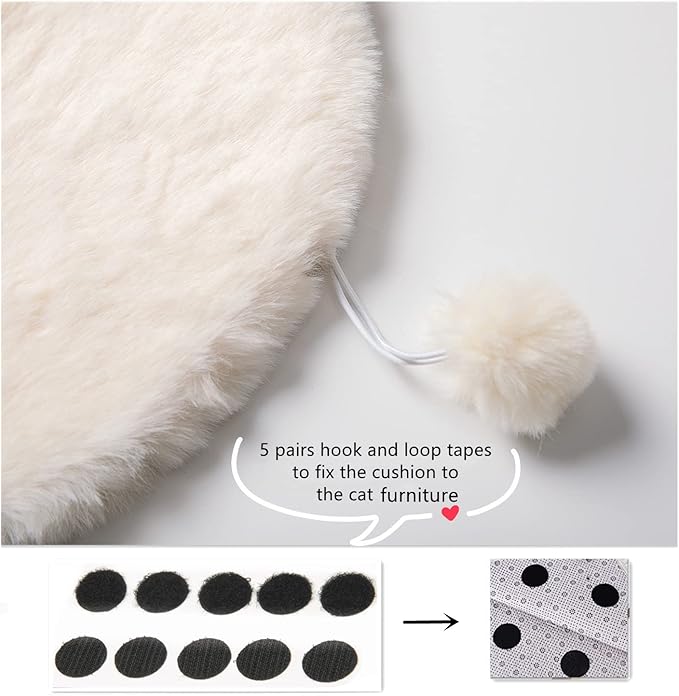 SHENGOCASE 2-Pack 13.8" Round Faux Rabbit Fur Cat Dog Bed Cushion Pad Mat, Cat Tree Tower Replacement Cushion Pad for Window Perch Carrier House Cage Crate Kennel Furniture