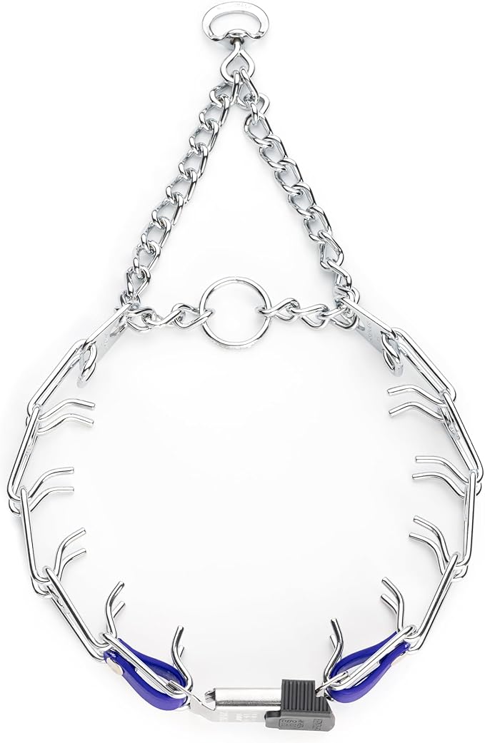 Herm Sprenger Chrome Plated Steel Dog Collar with Quick Release ClicLock Buckle and Biothane Insert Training Collar for Dogs Made in Germany (Blueberry Royal, 22in x 3.0mm(Neck Size up to 18-19in))