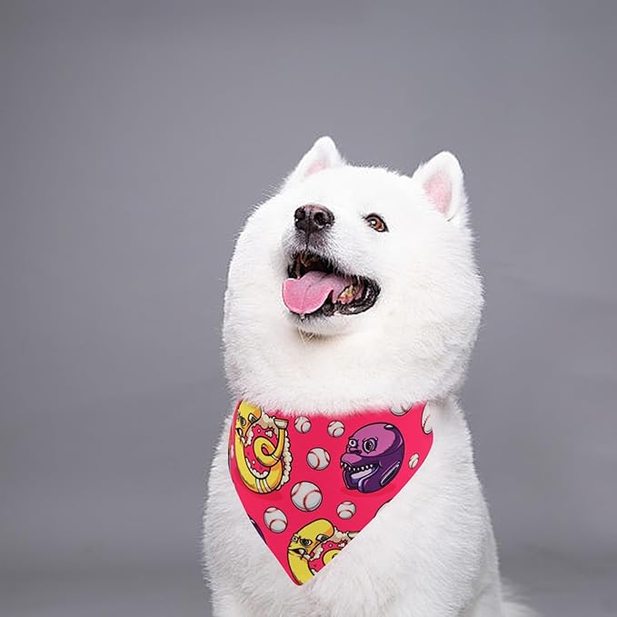 7 PCS Baseball Dog Bandanas for Large Dogs Breed 33 Inch Extra Large Polyester Dog Bandana XL Scarves Game Day Grooming L