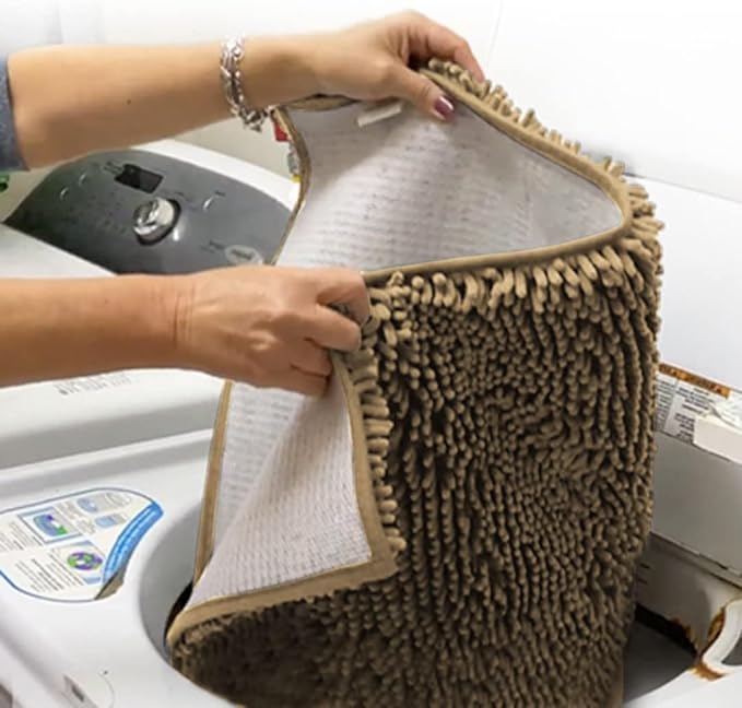 Muddy Mat® Shown on TV – Super Absorbent Microfiber Dog Door Mat for Muddy Paws, Non-Slip Washable Pet Rug, Quick Dry Chenille Entryway Carpet, Machine Washable Indoor Outdoor mat, Beige 60"x48"