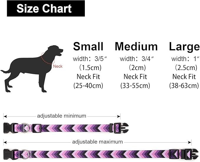 Adjustable Dog Collar with Patterns, Ultra Comfy Soft Nylon Breathable Pet Collar for Small Medium Large Dogs (S, Arrow)