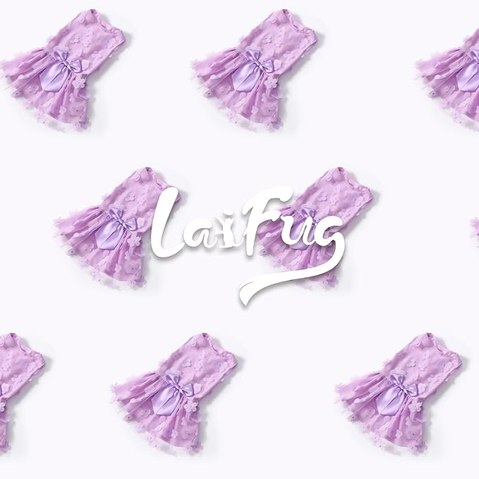 Laifug Dog Dress Puppy Print Princess Dog Dress Cute Party Wear (Purple, S)
