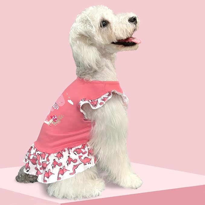 XPUDAC 4 Pack Dog Dresses Cute Printed Puppy Clothes for Small Dogs Girl Chihuahua Doggie Outfits Tank Top Vest Dresses Cat Apparel, XX-Small(Chest-11)