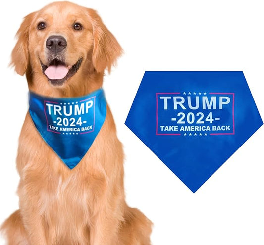 Trump Dog Bandana, Dog Bandanas Breathable Pet Triangle Scarf, Take America Back, American Flag Trump Bandana for Medium Large Dogs