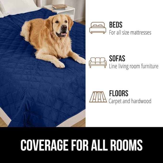 GORILLA GRIP Waterproof Dog Bed Cover 68x82, Pet Blanket for Furniture, Sofa, Couch, Crate, Car, Sofa Throw Essential for Cats and Dogs, Tear and Slip Resistant Leakproof Cushion Cover, Navy Blue