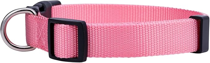 Native Pup Basic Nylon Dog Collar, Adjustable for Small, Medium, Large pet and Puppies Accessories, Cute Colors for Male, Female, boy, Girl, Puppy (Large, Pink)
