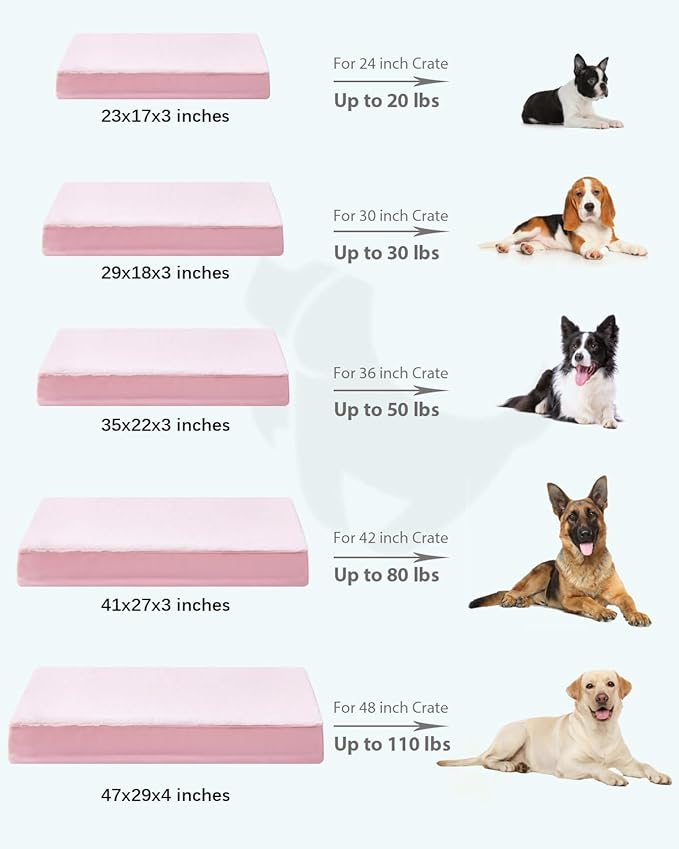KSIIA Orthopedic Dog Bed Waterproof Pet Bed for Small Dogs Deluxe Plush Washable Dog Bed with Egg Crate Foam & Removable Cover, 23 x 17 Inch, Pink