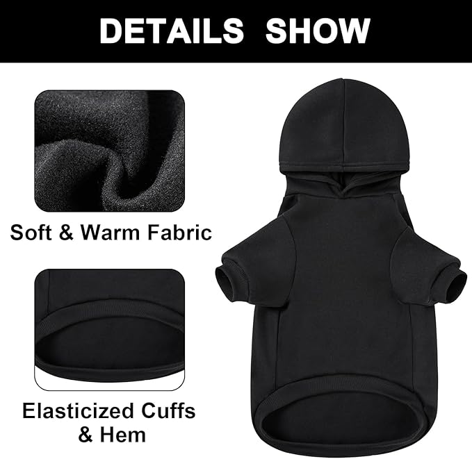 GreenJoy Magic Dog Hoodie with 4 Interchangeable Patterns - Hooded Sweatshirt for Puppies, Cats, Small to Large Dogs (X-Small, Black (Letter Print B))